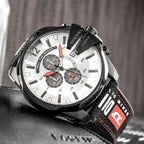 Diesel DZ4512 Mega Chief Chronograph Men's Watch – Silver Dial & Black Leather Strap