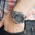 Diesel DZ7259 Little Daddy Chronograph Men's Watch – Black Dial & Silver Stainless Steel Strap
