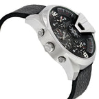 Diesel DZ7376 Uber Chief Oversized 4-Time Men's Watch – Black Dial & Black Leather Strap
