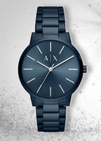Armani Exchange Cayde AX2702 Men's Analog Watch – Blue Dial with Matching Blue Stainless Steel Strap