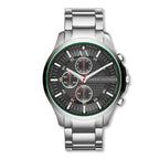 Armani Exchange Hampton AX2163 Men's Chronograph Watch – Black Dial with Silver Stainless Steel Strap