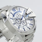 Diesel DZ4477 Mega Chief Chronograph Men's Watch – White Dial & Silver Stainless Steel Strap