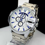 Diesel DZ4477 Mega Chief Chronograph Men's Watch – White Dial & Silver Stainless Steel Strap