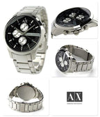Armani Exchange Hampton AX2152 Men's Chronograph Watch – Black Dial with Silver Stainless Steel Strap