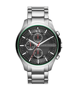 Armani Exchange Hampton AX2163 Men's Chronograph Watch – Black Dial with Silver Stainless Steel Strap