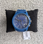 Men's Armani Exchange Outerbanks Chronograph Watch AX1327 – Blue Dial with Blue Silicone Strap