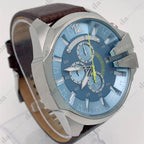 Diesel DZ4281 Mega Chief Chronograph Men's Watch – Blue Dial & Brown Leather Strap