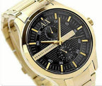 Armani Exchange Hampton AX2122 Men's Chronograph Watch – Black Dial with Gold Stainless Steel Strap
