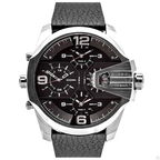 Diesel DZ7376 Uber Chief Oversized 4-Time Men's Watch – Black Dial & Black Leather Strap